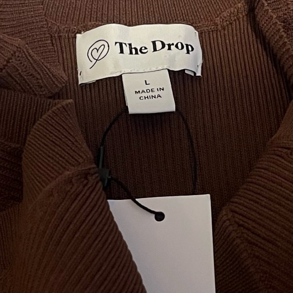 NWT The Drop Yasmine Side Slit Ribbed Scoop Neck Solid Brown Midi Dress Pullover - Picture 8 of 9